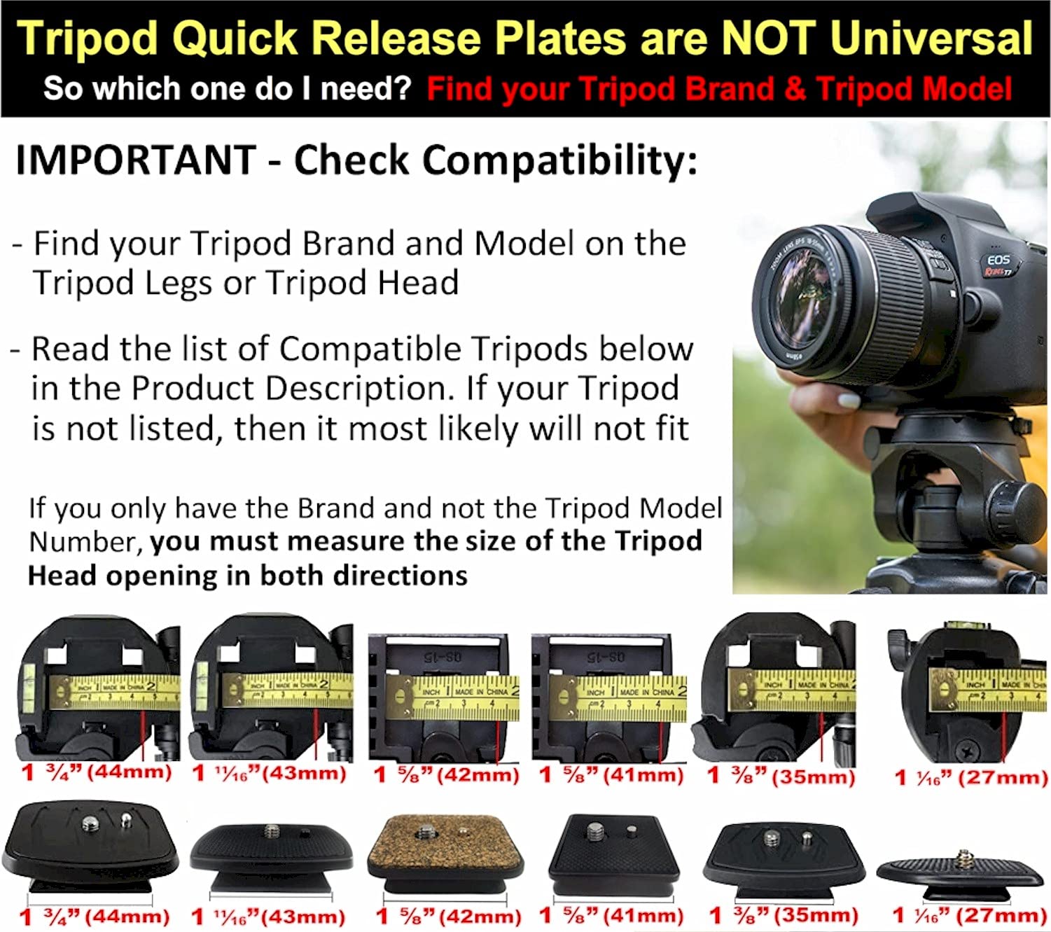 Davoice 42Mm Tripod Quick Release Plate Head Mounting Parts Replacement For Ambico V 0554, Promaster 6100 6160 7100 Fw29T, Vivit